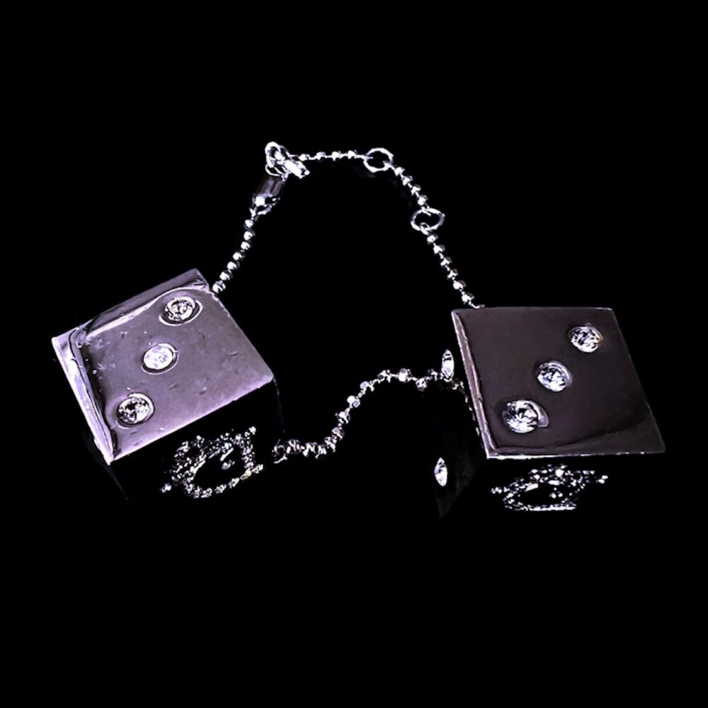 Vintage Christian DIOR Silver Tone Crystal 7” Dice Charm Bracelet Fall 2004 - Picture 3 of 9